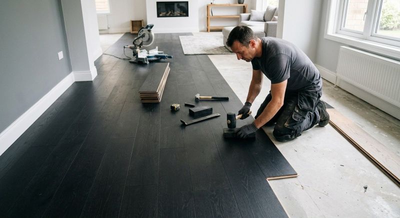 Dark Wood Floor Installation in Palm Beach Gardens, FL